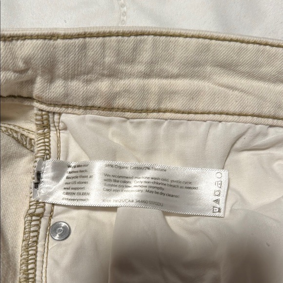 Eileen Fisher Women's Raw Hem Cream Ankle Jeans 5 Pocket Organic Size 16 - Picture 11 of 11